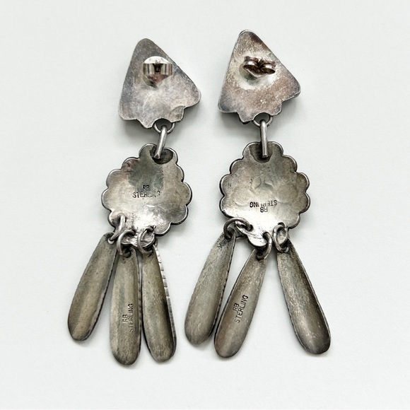 Vintage Richard Begay Navajo Charoite Sterling Silver Concho Earrings - Picture 12 of 14